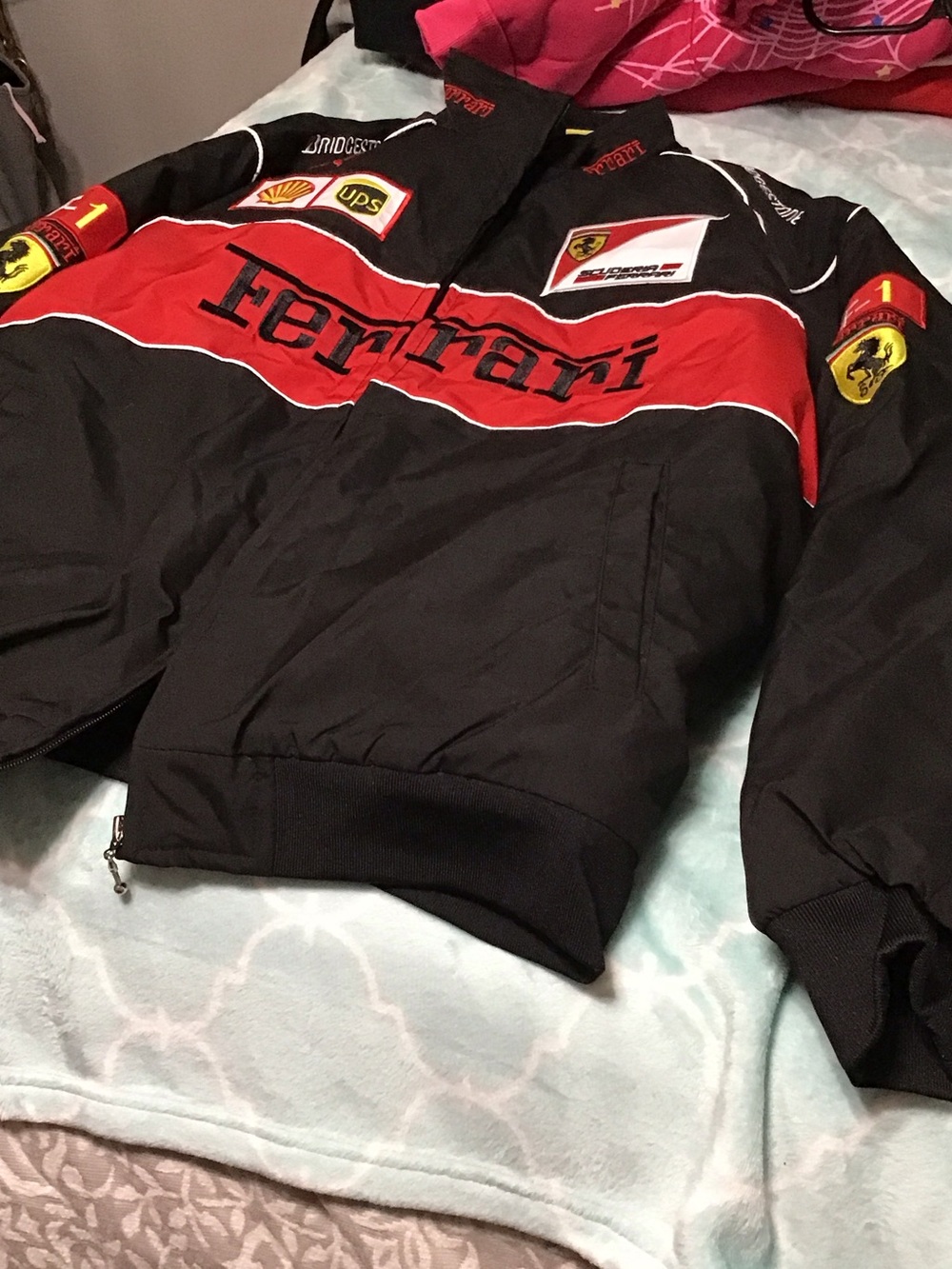 Ferrari Black and Red Racing Jacket with Patches